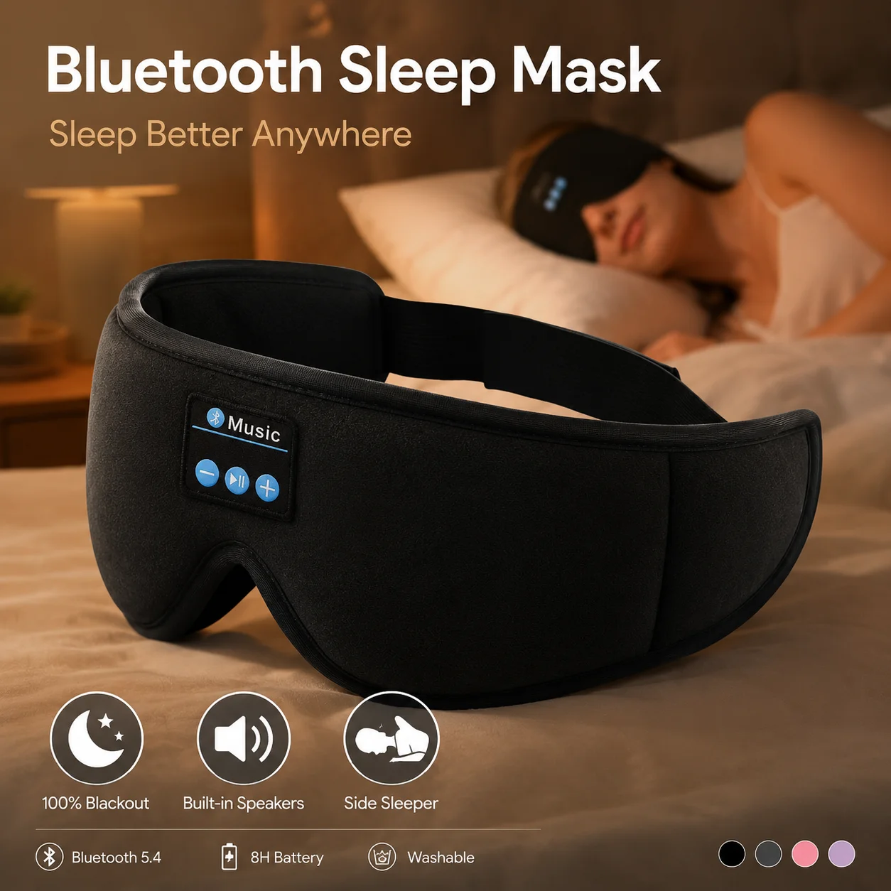 Sleep Mask Headphones Bluetooth - Máscara de Dormir Sem Fio com