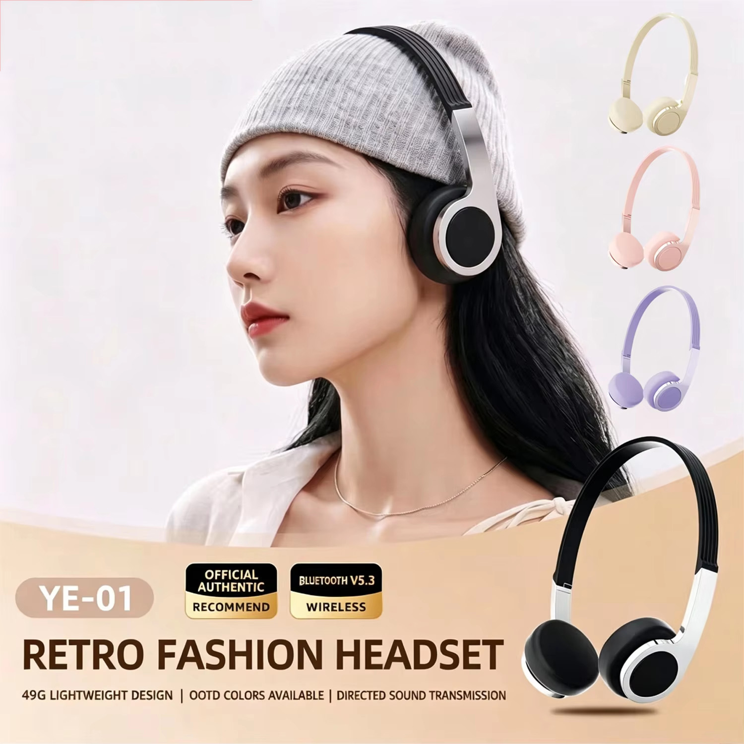 Anc Wireless Over Ear Headphones - Novos Fones de Ouvido Bluetooth Retro
