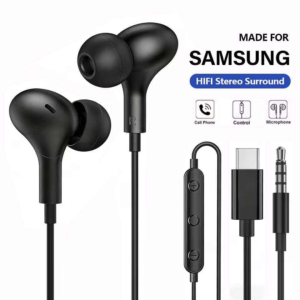 Type C Wired Earphones With Mic - Fone de Ouvido USB C para