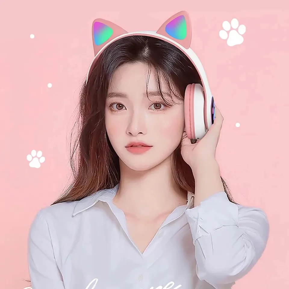 Novo Fone de Ouvido Sem Fio ST - Cat Ear Bluetooth Headset Led avaliação e preço