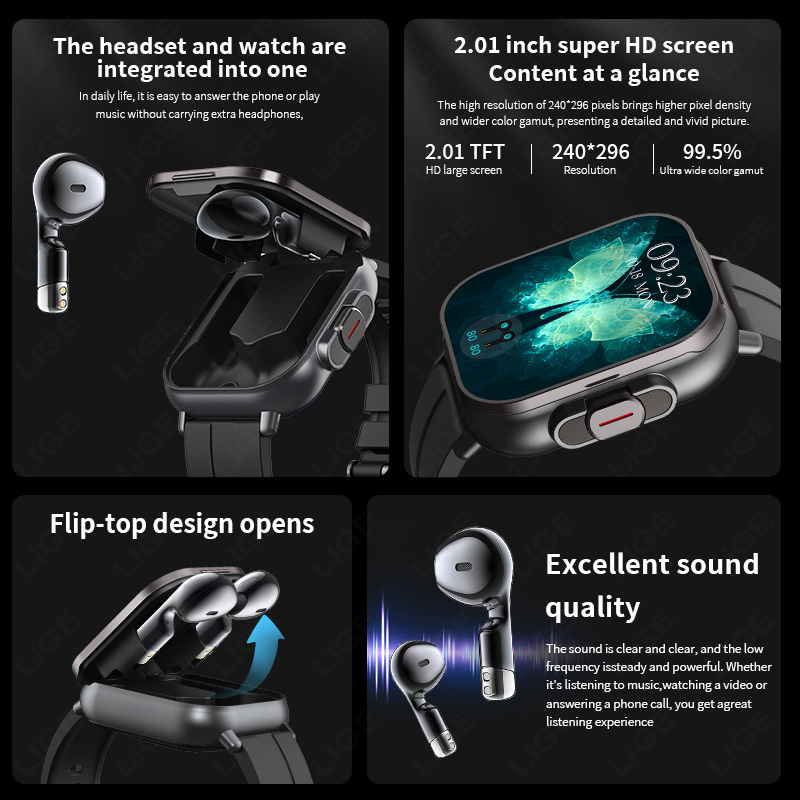 LIGE Novo Relógio Inteligente  - Tws Earbuds Bluetooth 5.3 avaliação e preço