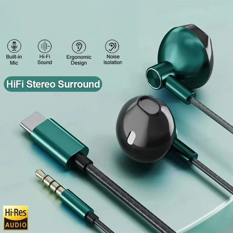 Tipo c 3.5mm alta fidelidade e - Type C Wired Earphones With Mic avaliação e preço