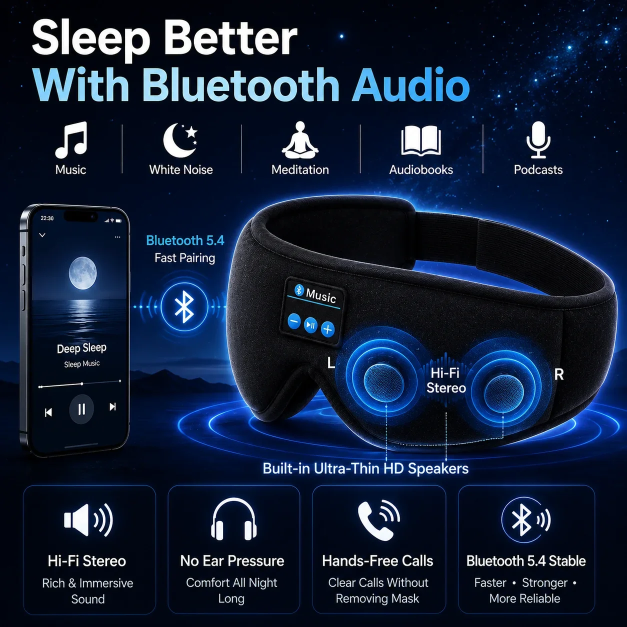 Máscara de Dormir Sem Fio com  - Sleep Mask Headphones Bluetooth avaliação e preço