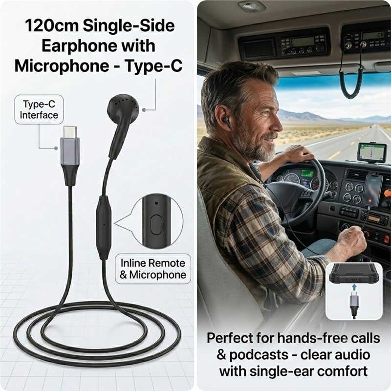 Fone de Ouvido Mono com Fio DT - Type C Wired Earphones With Mic avaliação e preço
